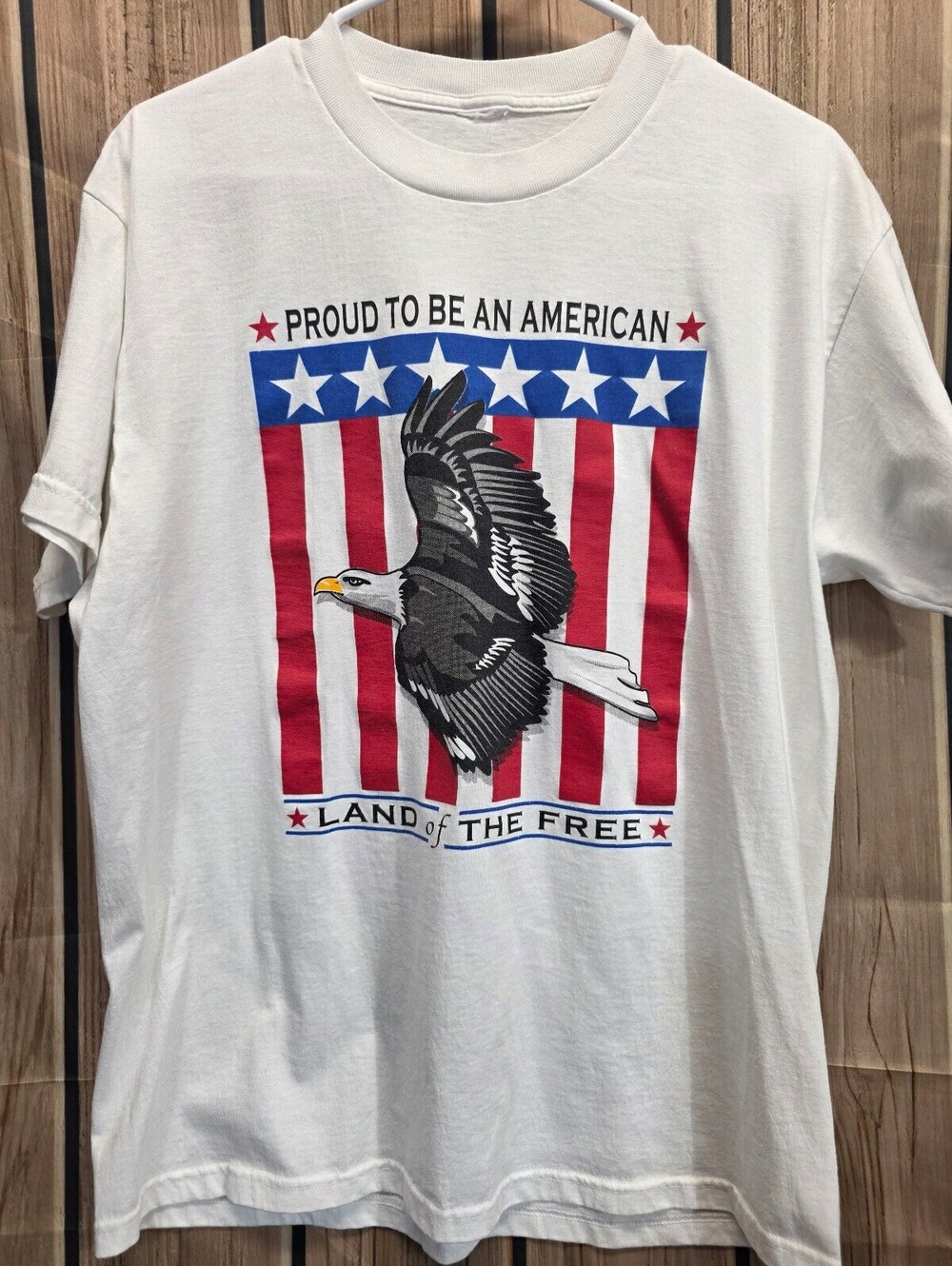 White 'Proud to Be an American' Graphic T-Shirt with Eagle